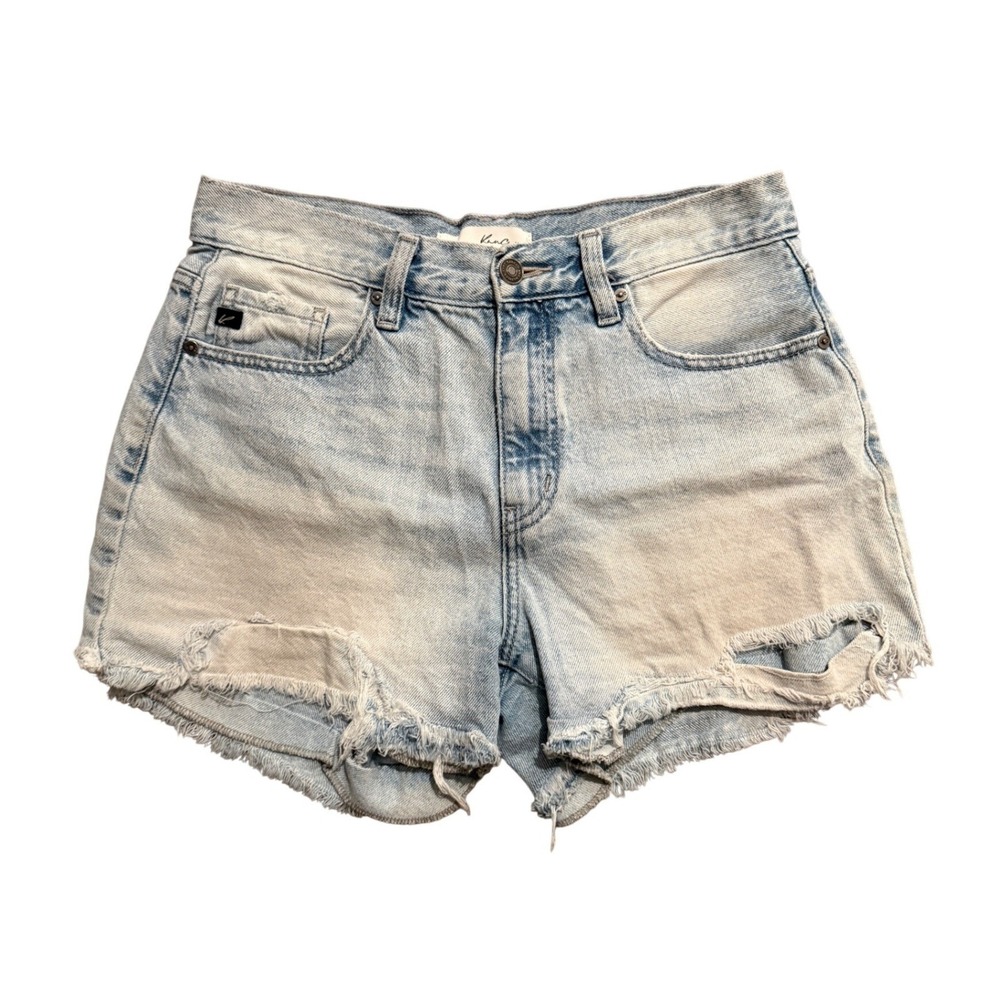 KanCan Women Denim Shorts‎ High Waisted Light Wash Distressed Cutoff Size 7/27